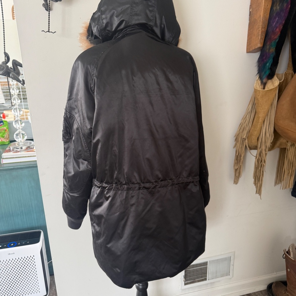 RALPH LAUREN Down Fill Black Parka Fur Lined Hood M - Picture 6 of 7